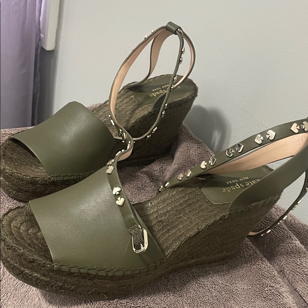Kate Spade Green Espadrille Espadrilles with Studded Ankle Strap - Picture 4 of 5
